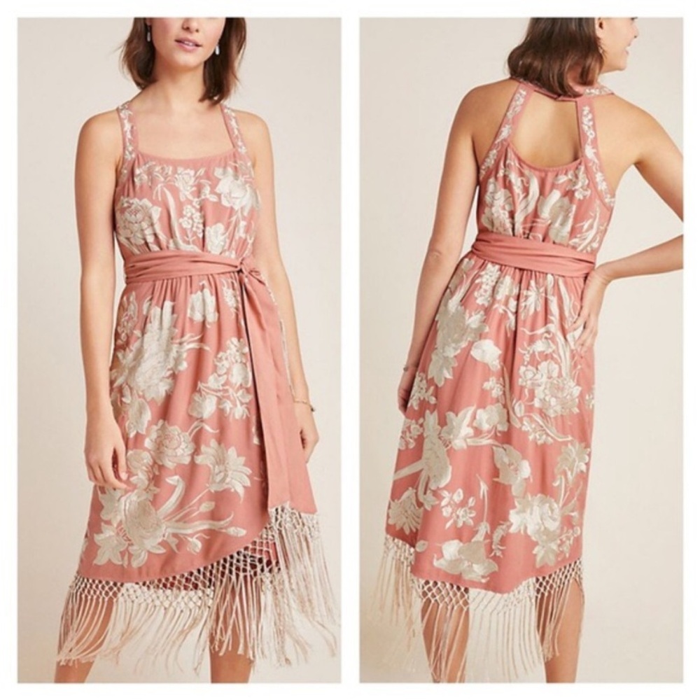 Anthropologie Lucille  fringe embroidery dress